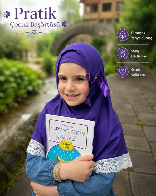 Koyu Mor Pratik Çocuk Başörtüsü